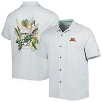 Men's Tommy Bahama Gray Minnesota Golden Gophers Coconut Point Frondly Fan Camp IslandZone Button-Up Shirt