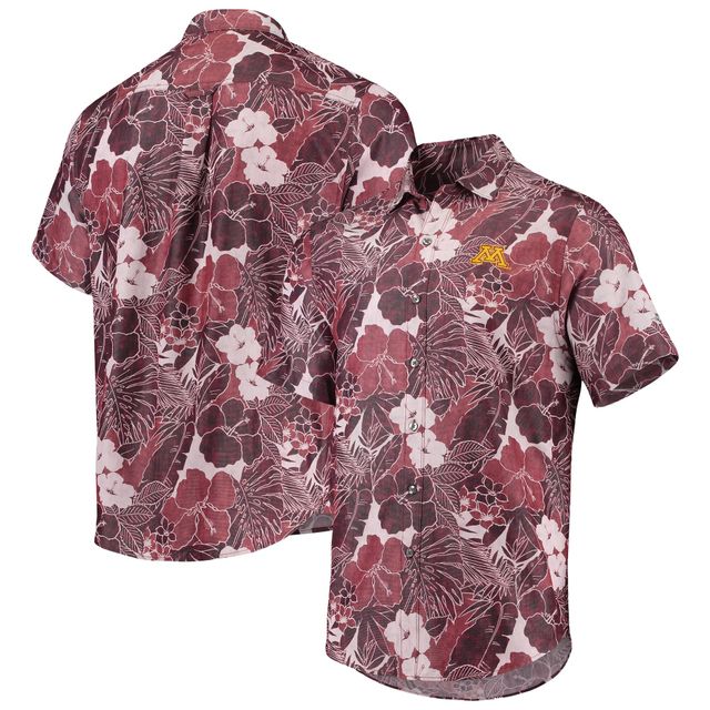 Chemise boutonnée Tommy Bahama Maroon Minnesota Golden Gophers Coconut Point Playa Flora IslandZone pour hommes