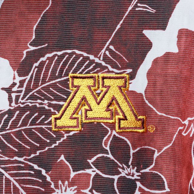 Chemise boutonnée Tommy Bahama Maroon Minnesota Golden Gophers Coconut Point Playa Flora IslandZone pour hommes