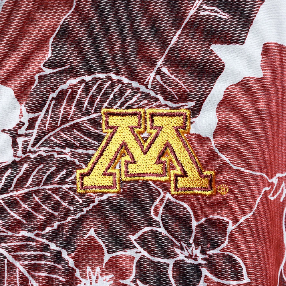 Men's Tommy Bahama Maroon Minnesota Golden Gophers Coconut Point Playa Flora IslandZone Button-Up Shirt