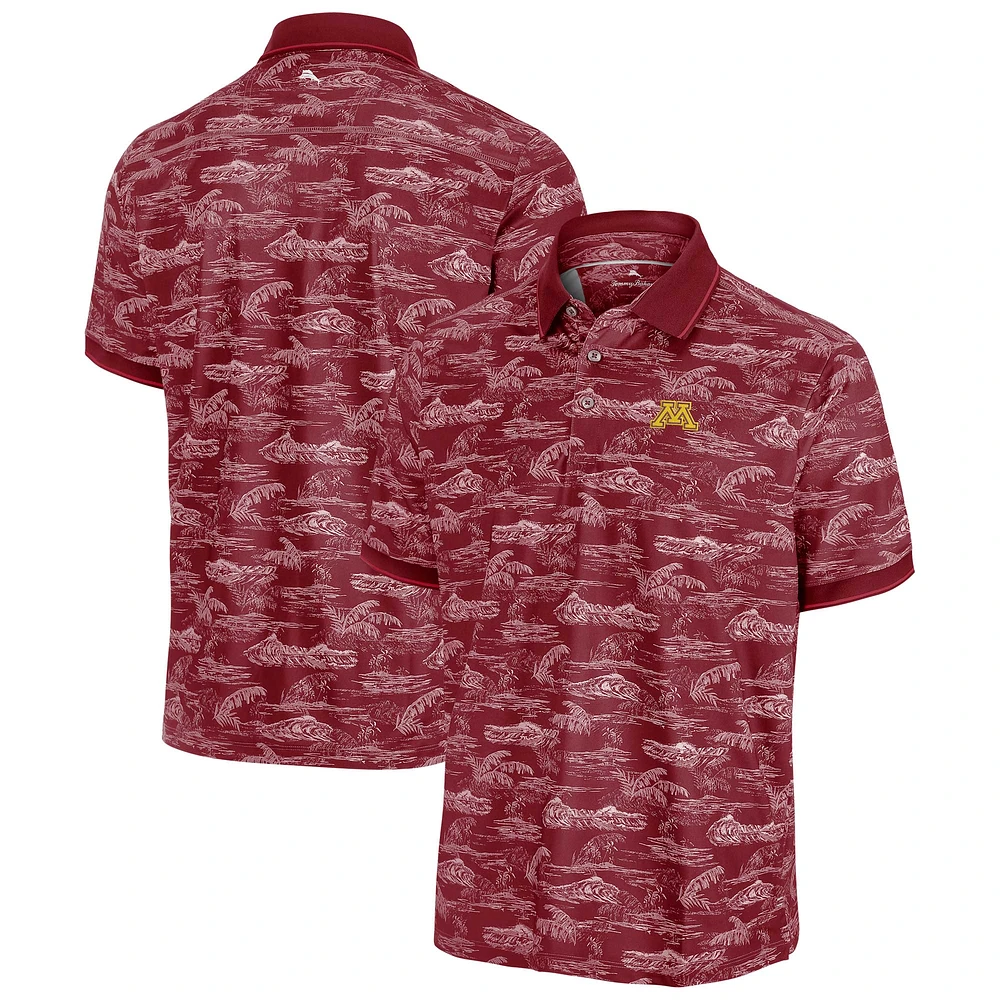 Polo Tommy Bahama marron pour homme des Golden Gophers du Minnesota Sport Bay View