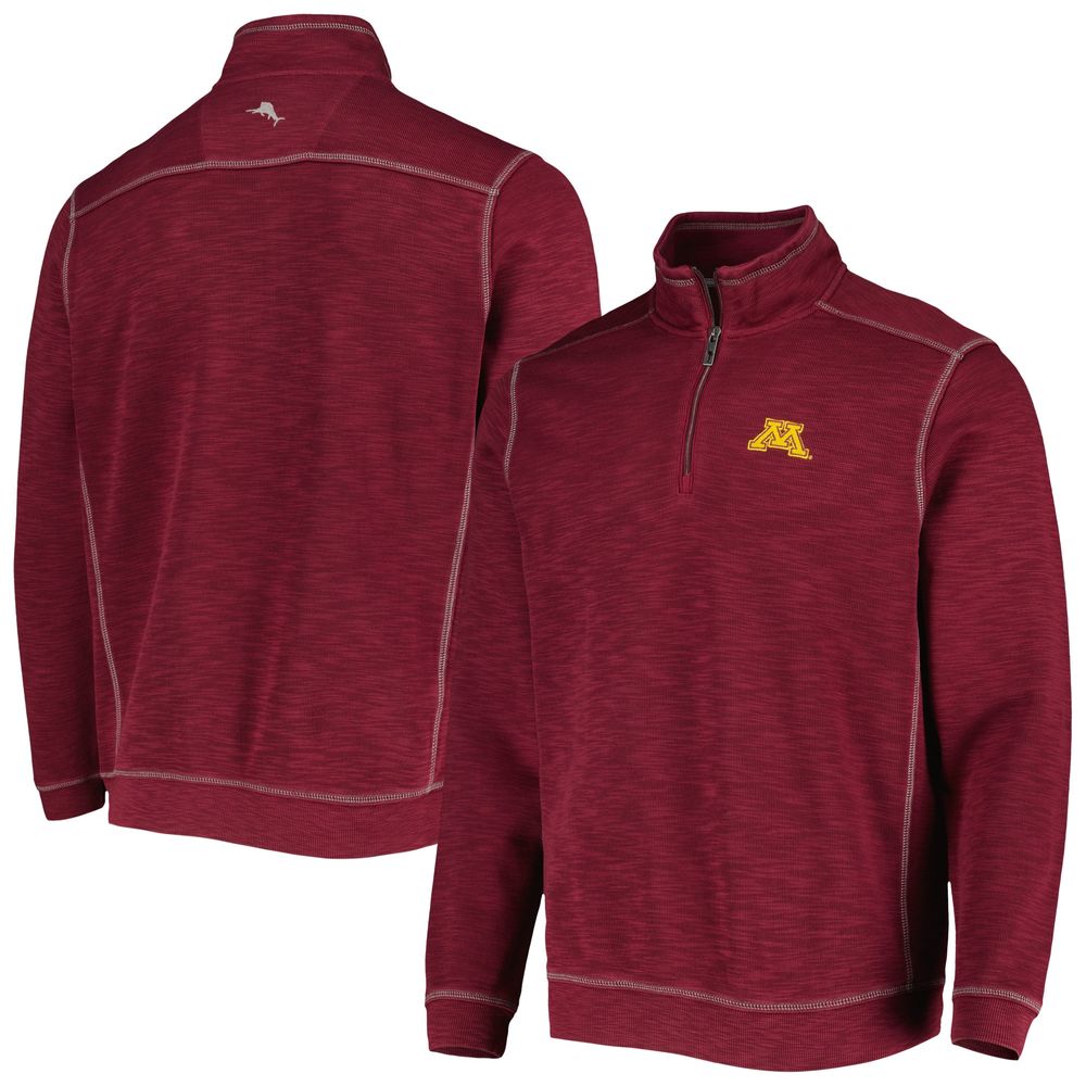 Men's Tommy Bahama Maroon Minnesota Golden Gophers Sport Tobago Bay Tri-Blend Mock Neck Half-Zip Jacket