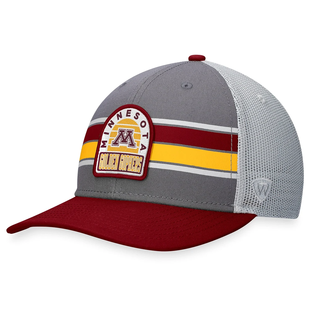 Casquette ajustable pour homme Top of the World Minnesota Golden Gophers Aurora Trucker gris/marron