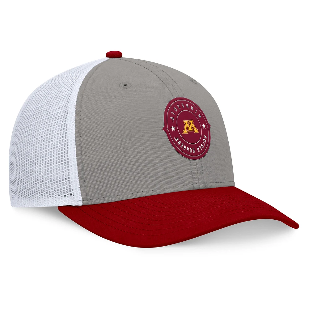 Casquette réglable Top of the World pour hommes, gris/marron, Minnesota Golden Gophers Rob Trucker