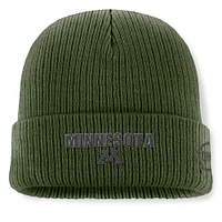 Bonnet tricoté à revers avec insigne d'appréciation militaire OHT des Golden Gophers du Minnesota vert Top of the World pour homme