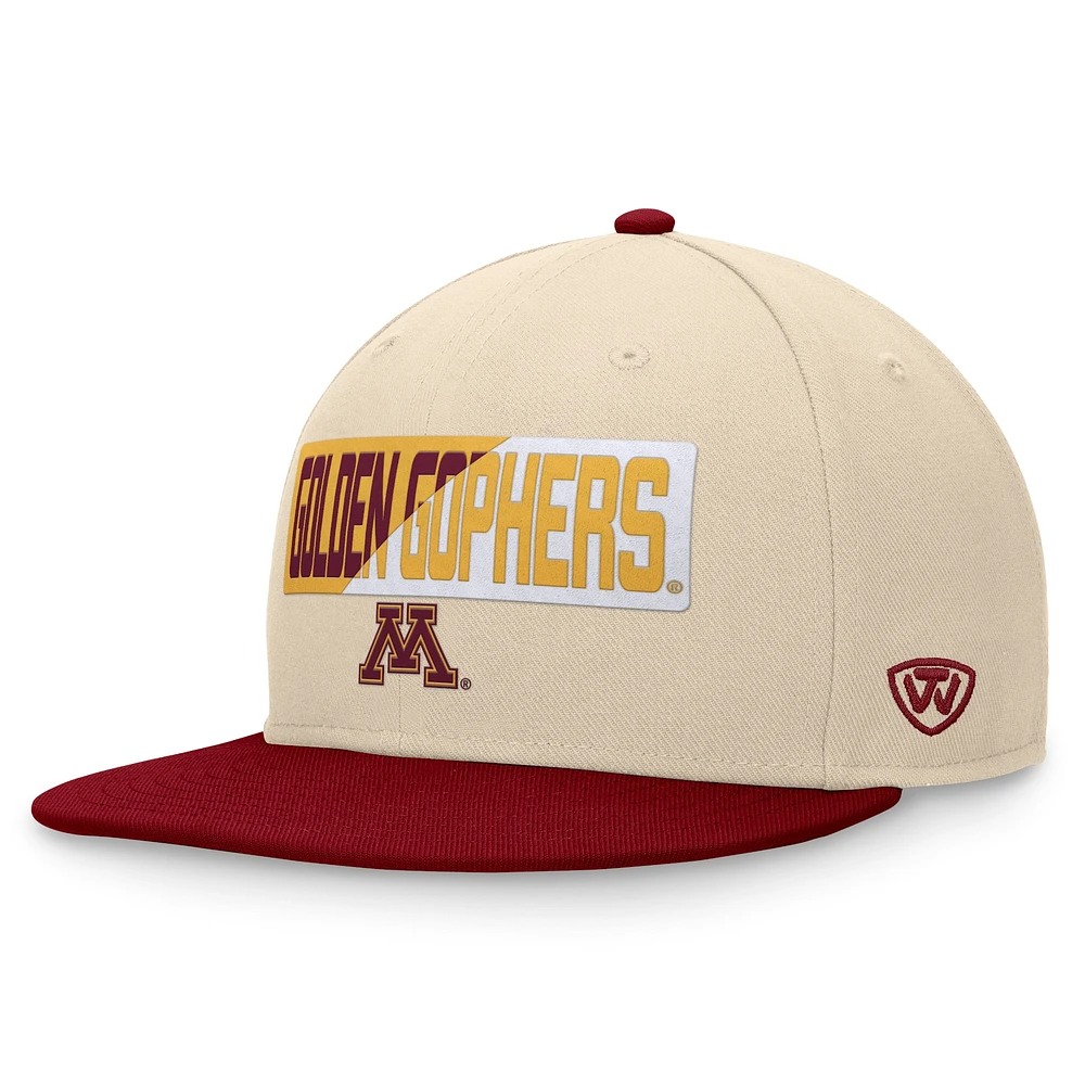 Men's Top of the World Khaki Minnesota Golden Gophers Goalaso Snapback Hat