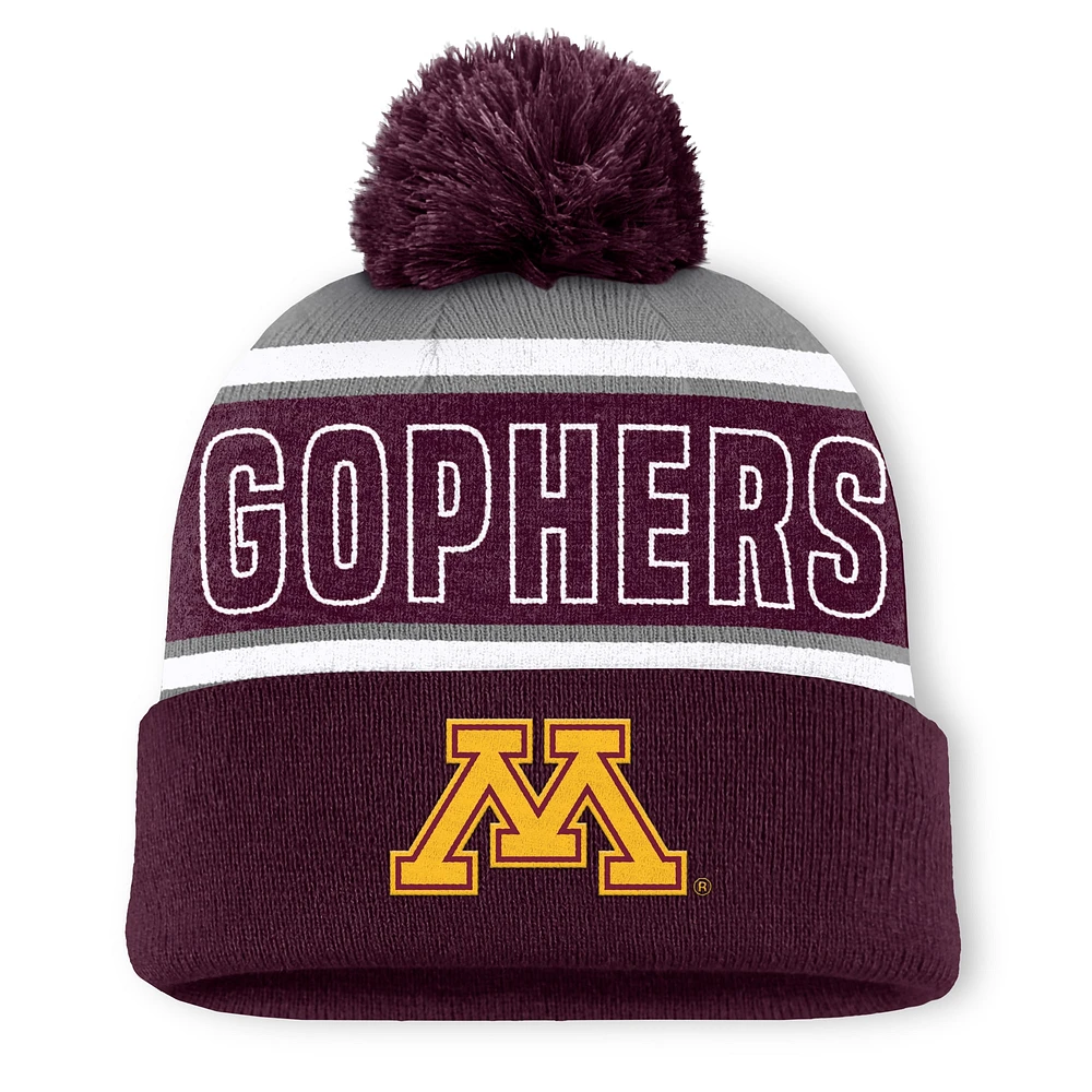 Men's Top of the World Maroon Minnesota Golden Gophers Two-Tone Cuffed Knit Hat with Pom