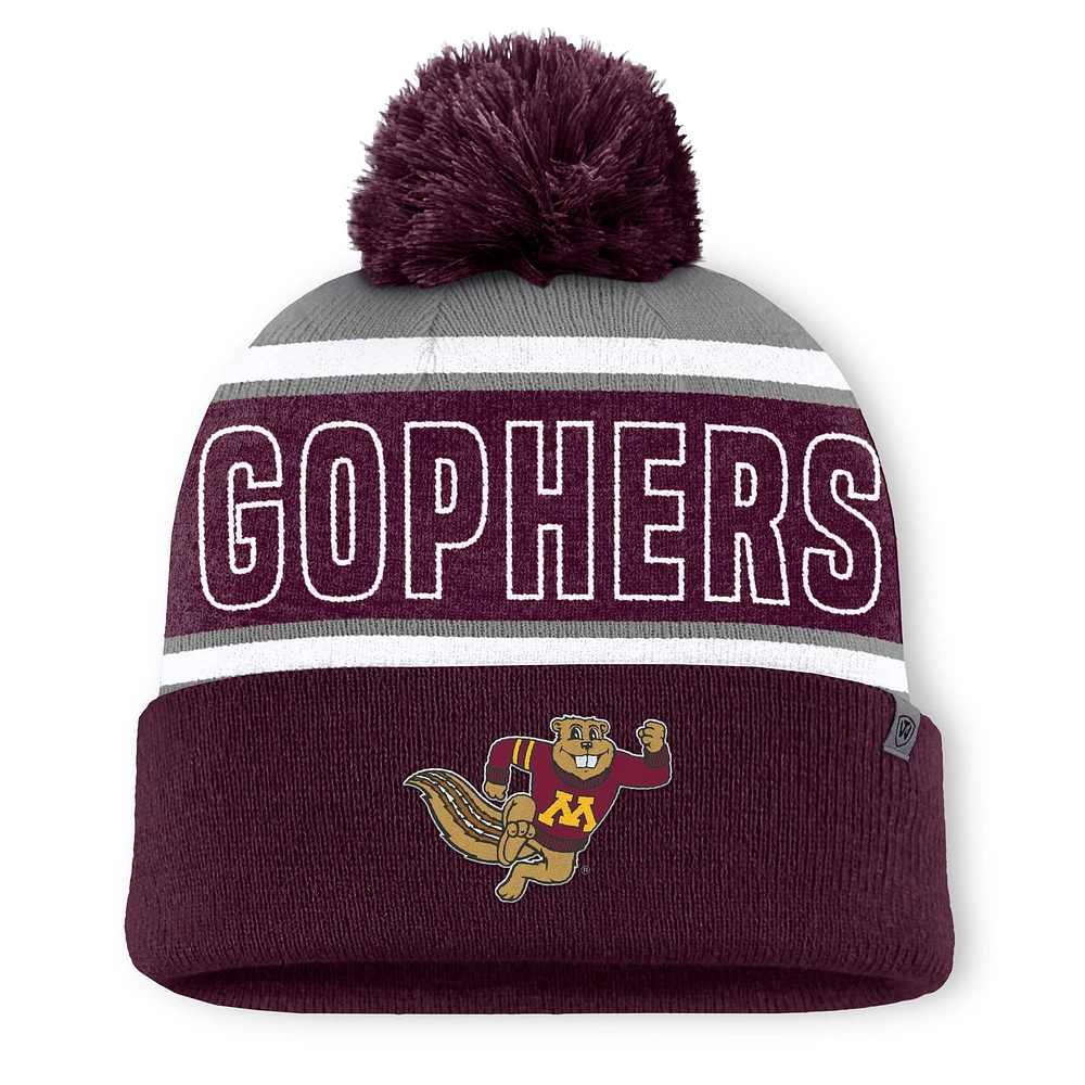 Men's Top of the World Maroon Minnesota Golden Gophers Two-Tone Cuffed Knit Hat with Pom