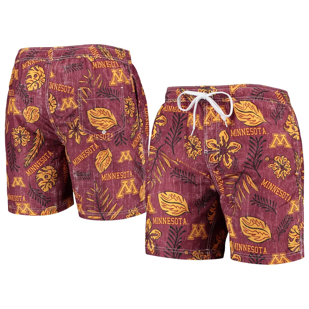 Minnesota Golden Gophers Wes & Willy Vintage Floral Swim Trunks - Maroon