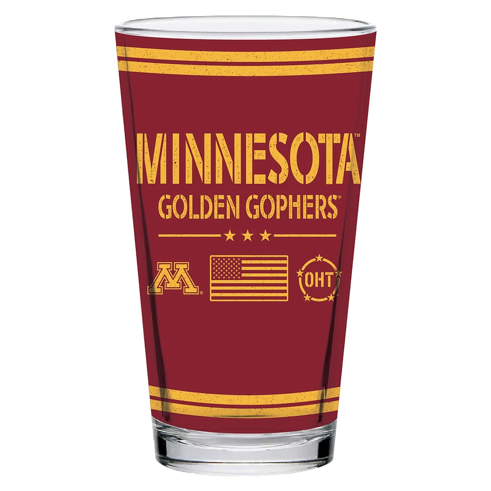 Golden Gophers du Minnesota 16oz. Verre à pinte d’appréciation militaire OHT