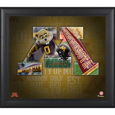 Collage encadré du patrimoine de l'équipe des Golden Gophers du Minnesota 15" x 17"