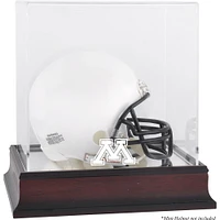 Vitrine de présentation pour mini-casque avec logo en acajou des Golden Gophers du Minnesota et dos miroir