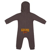 Newborn & Infant Colosseum Charcoal Minnesota Golden Gophers Zando-Zan Waffle Full-Snap Hooded Romper