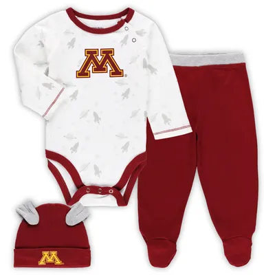 Minnesota Golden Gophers Newborn & Infant Dream Team Raglan Long Sleeve Bodysuit, Hat Pants Set - Maroon/White