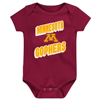 Lot de 3 bodies pour nouveau-né marron Minnesota Golden Gophers Sunday Comics