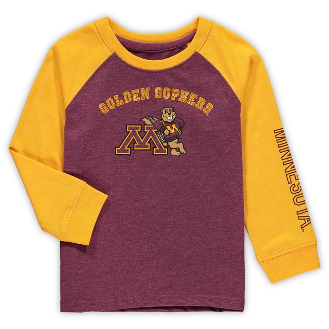 T-shirt raglan à manches longues Colosseum chiné marron Minnesota Golden Gophers pour tout-petit