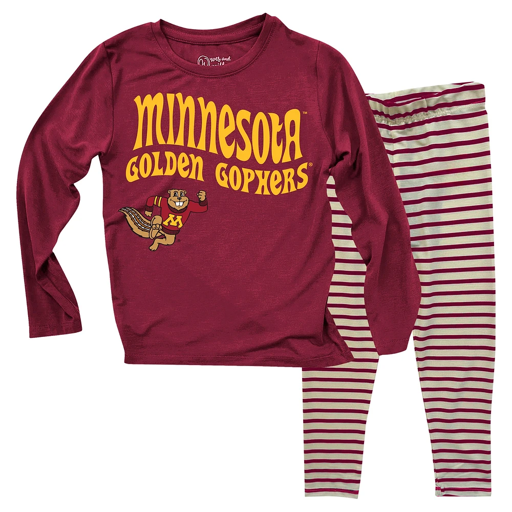 Toddler Wes & Willy  Minnesota Golden Gophers Long Sleeve Top and Striped Leggings Set