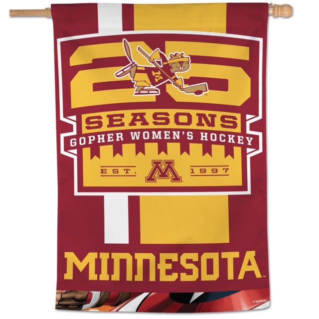 25e saison de hockey féminin des Golden Gophers du Minnesota WinCraft - Bannière verticale simple face 28'' x 40''