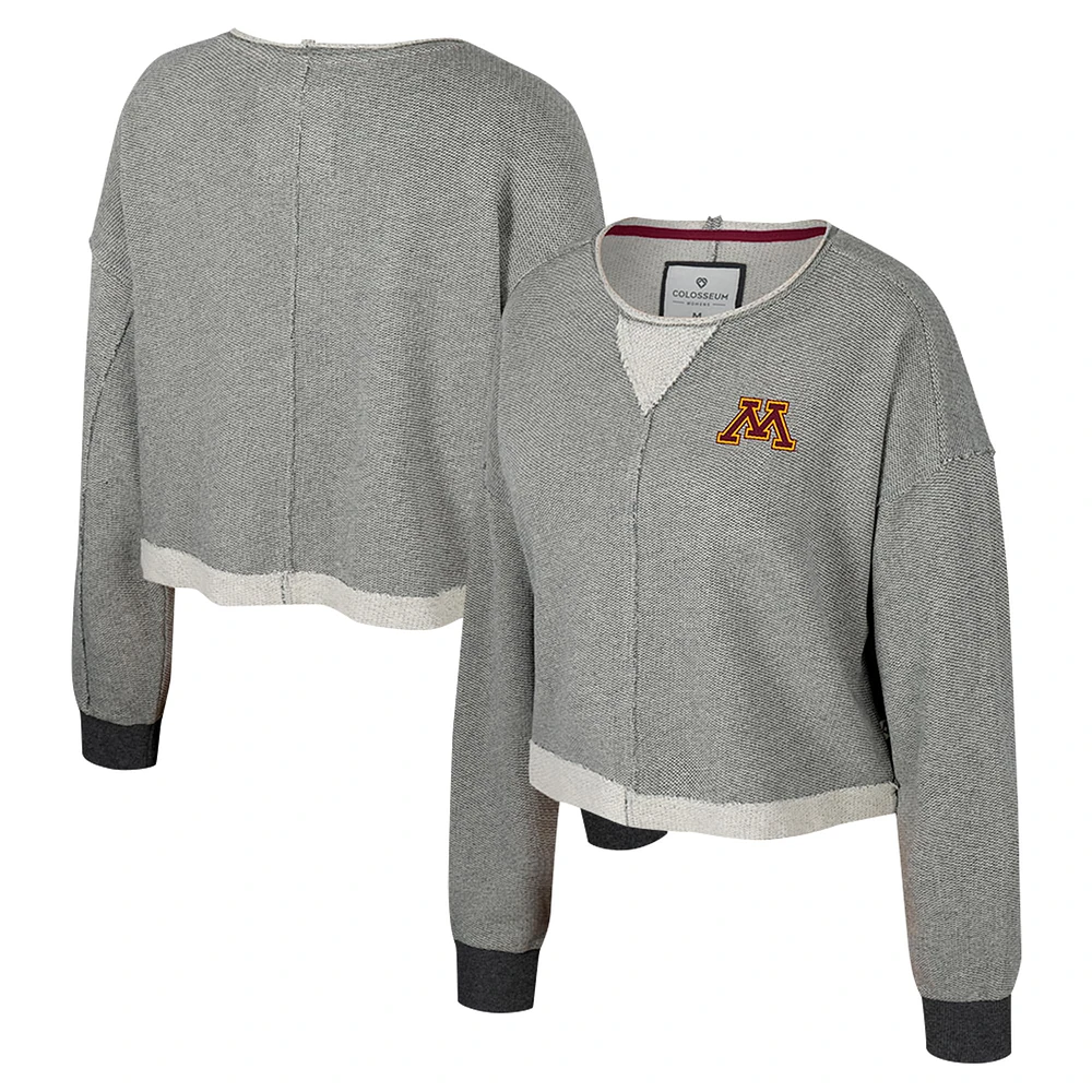 Women's Colosseum Charcoal Minnesota Golden Gophers Magnum Scoop Neck Cropped Pullover Sweatshirt