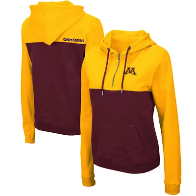 Chandail à capuchon léger demi-glissière Colosseum Gold/Maroon Minnesota Golden Gophers Aidan pour femme