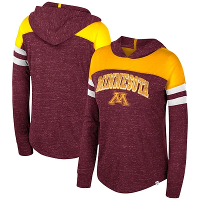 Women's Colosseum Maroon Minnesota Golden Gophers Speckled Color Block Long Sleeve Hooded T-Shirt