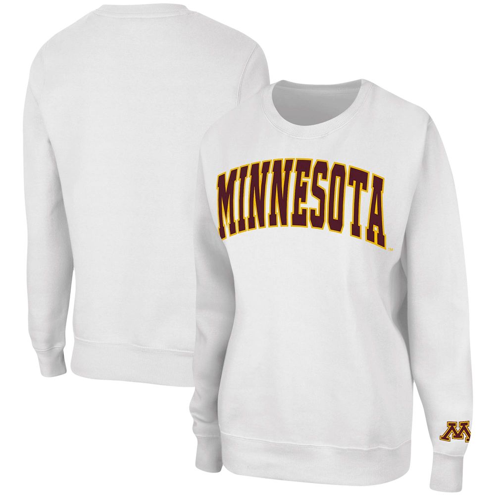 Women's Colosseum White Minnesota Golden Gophers Campanile Pullover Sweatshirt