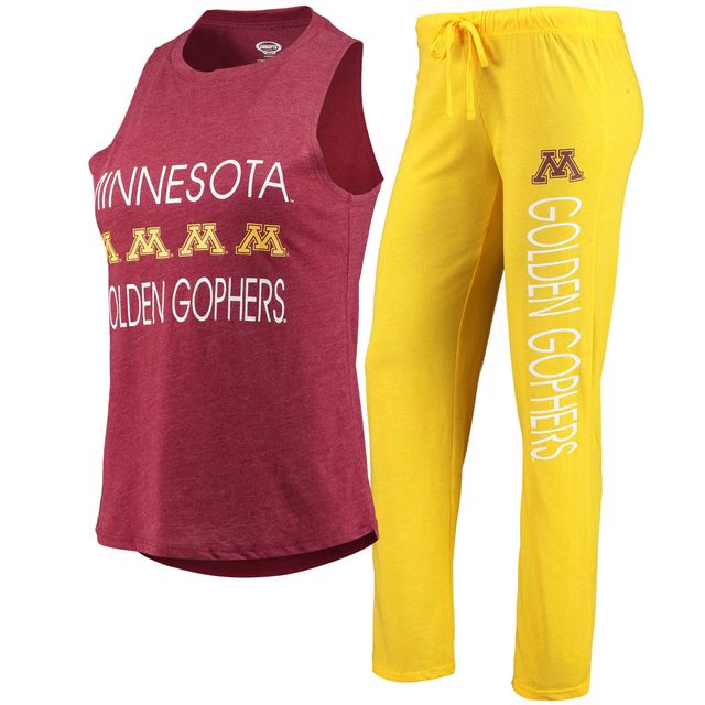 Ensemble de nuit Concepts Sport Gold/Maroon Minnesota Golden Gophers pour femme avec débardeur et pantalon