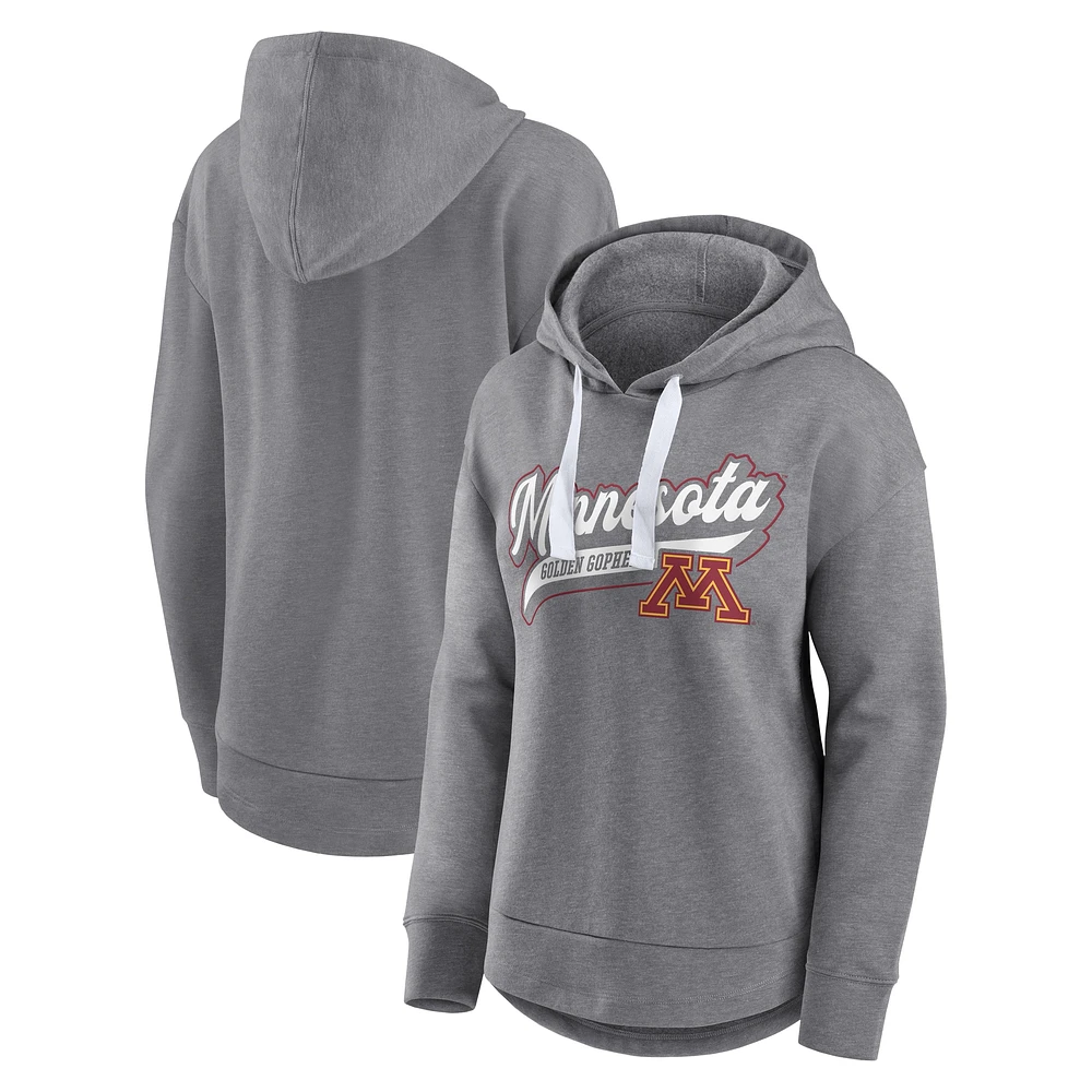 Women's Fanatics  Heather Gray Minnesota Golden Gophers Tail Sweep Pullover Hoodie