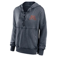 Chandail à capuchon lacets Fanatics Heathered Charcoal pour femmes des Golden Gophers du Minnesota