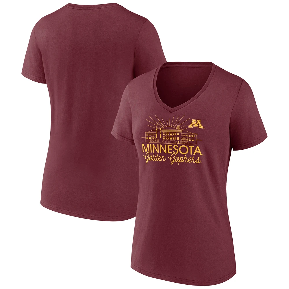 T-shirt Fanatics pour femmes, marron, tirage au sort de la région des Golden Gophers du Minnesota