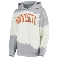 Women's Gameday Couture White/Gray Minnesota Golden Gophers For the Fun Double Dip-Dyed Pullover Hoodie