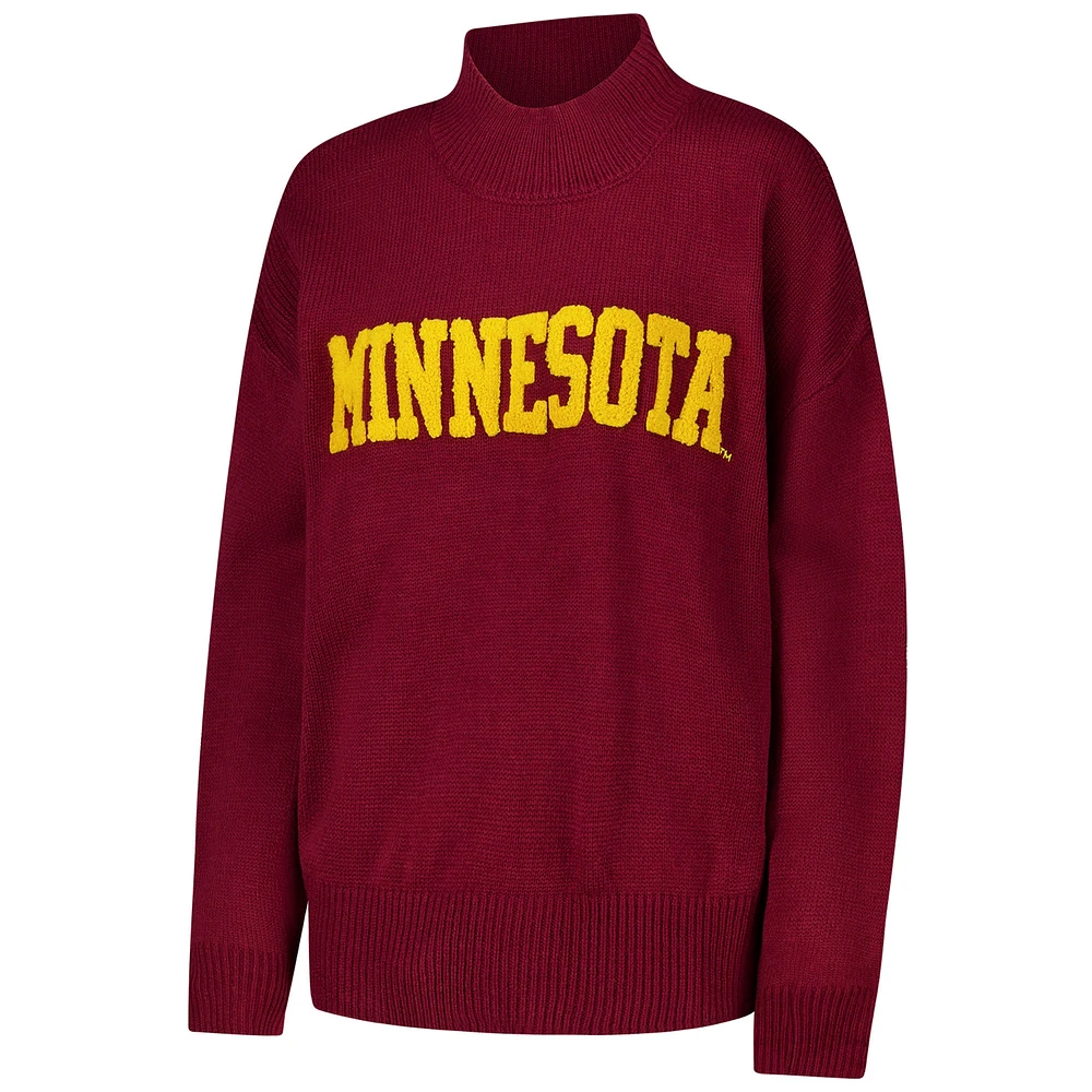 Women's Gameday Social Maroon Minnesota Golden Gophers Oversized Varsity Pullover Sweater