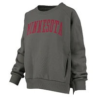 Women's Pressbox Charcoal Minnesota Golden Gophers Pocketed Raglan Pullover Sweatshirt