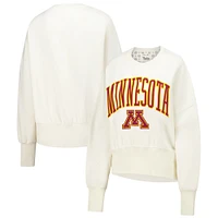 Women's Pressbox  Ivory Minnesota Golden Gophers Oversized Waist-Length Crewneck Sweatshirt