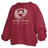 Women's Pressbox Maroon Minnesota Golden Gophers Big Aug Script Janice Oversized Pullover Sweatshirt