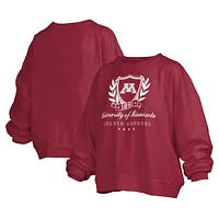 Women's Pressbox Maroon Minnesota Golden Gophers Big Aug Script Janice Oversized Pullover Sweatshirt