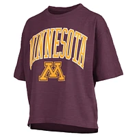 Women's Pressbox Maroon Minnesota Golden Gophers Nelson Arch Over Logo Waist Length Oversized Slub T-Shirt