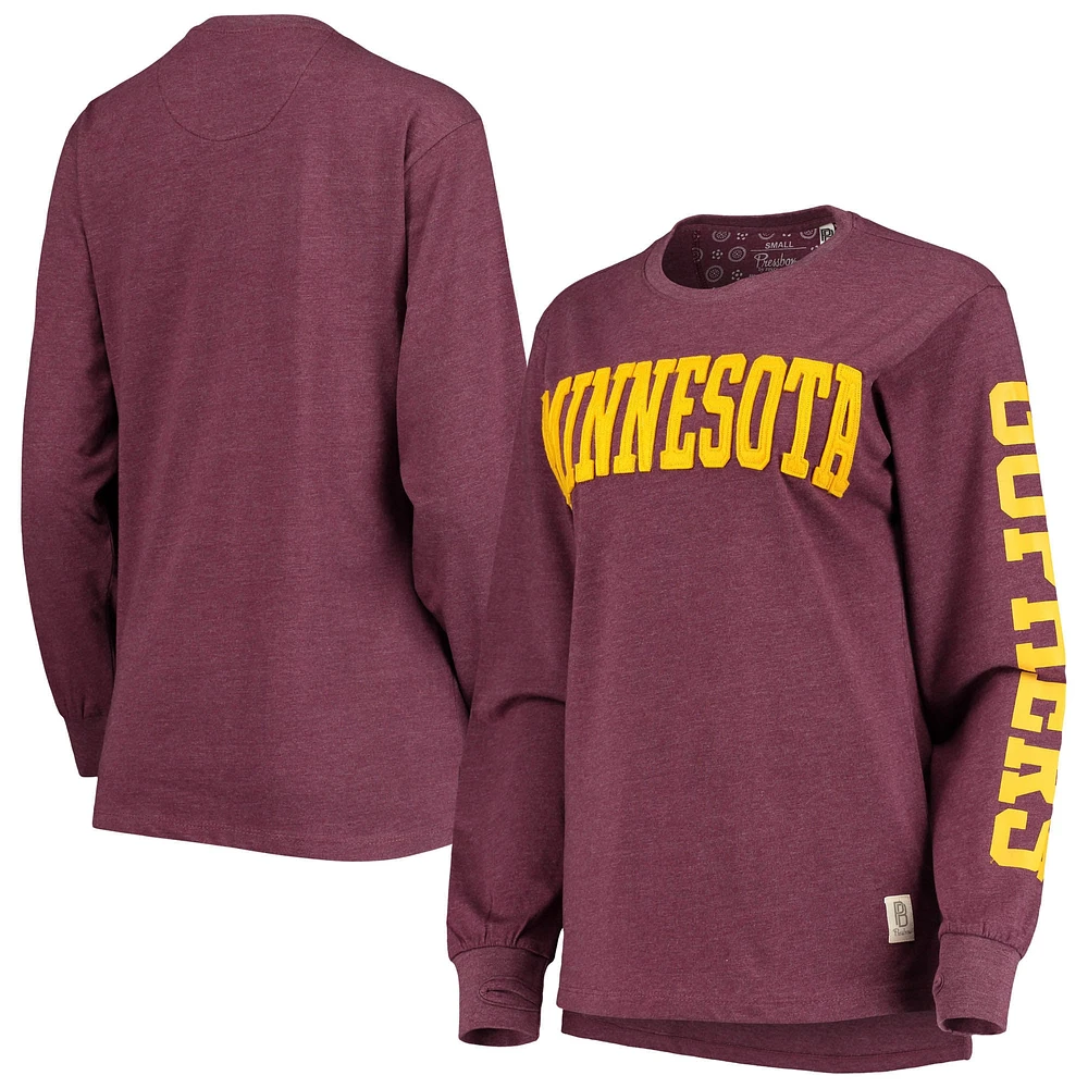 T-shirt à manches longues Pressbox Minnesota Golden Gophers Two-Hit Canyon pour femme