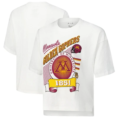 T-shirt blanc Pressbox pour femmes des Golden Gophers du Minnesota Rock & Roll Slub