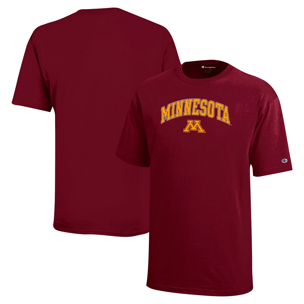 T-shirt avec Logo Arch Over du champion des jeunes, marron, Minnesota Golden Gophers