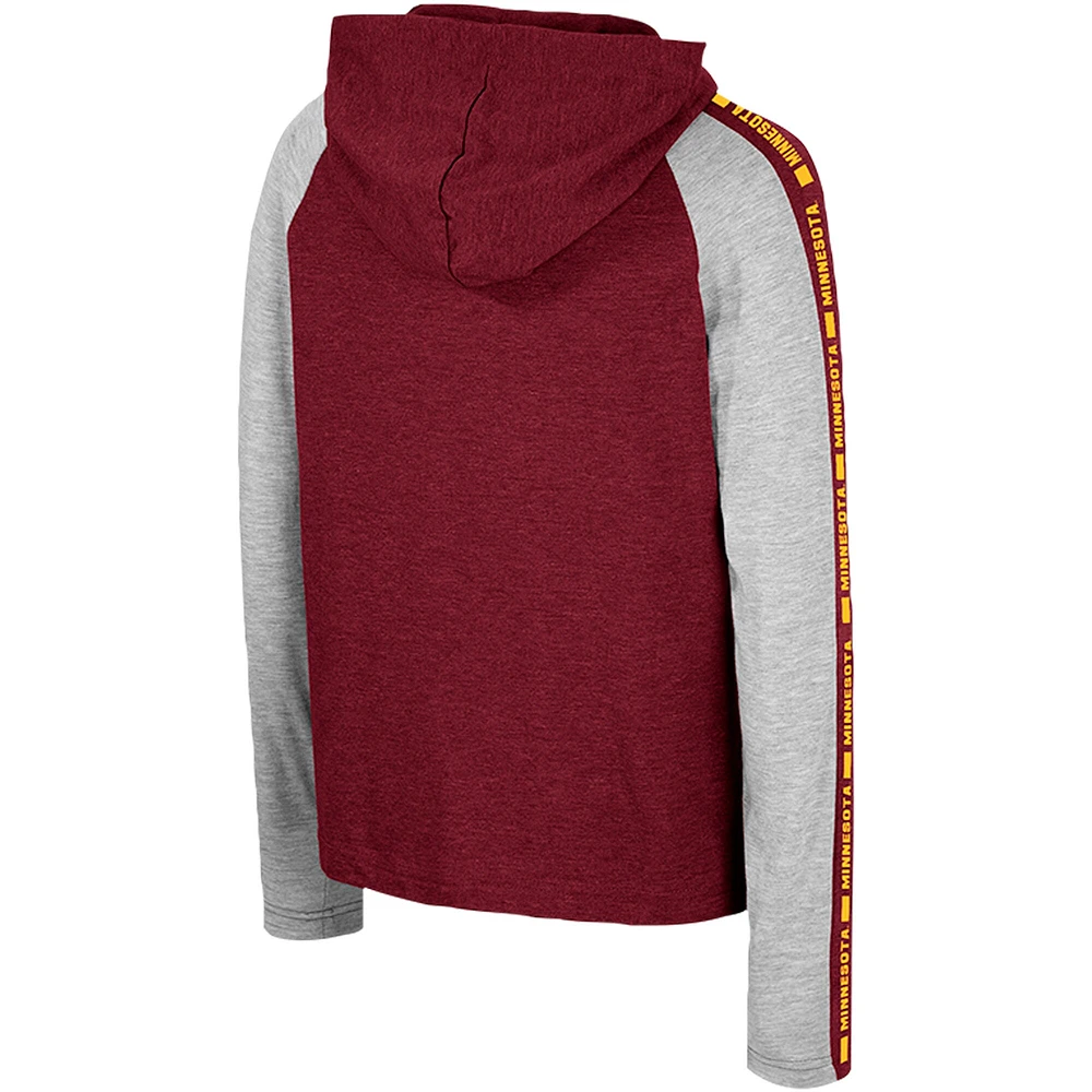 T-shirt à capuche manches longues et pour jeunes Colosseum Maroon Minnesota Golden Gophers Ned Raglan