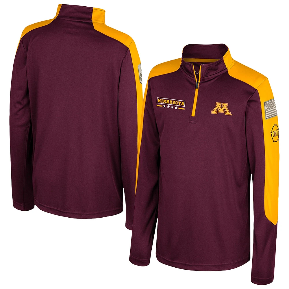 Youth Colosseum  Maroon Minnesota Golden Gophers OHT Military Appreciation Cyclone Quarter-Zip Windshirt