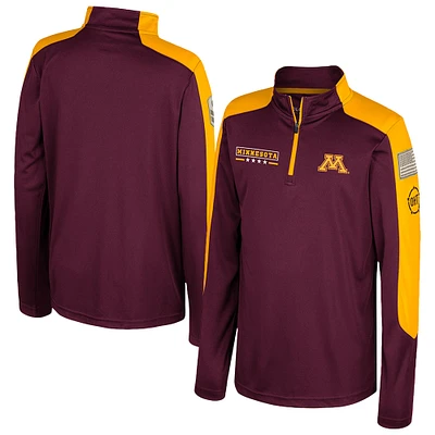 Coupe-vent zippé à quart de cyclone pour appréciation militaire OHT des Golden Gophers du Minnesota Colisée jeunes Maroon