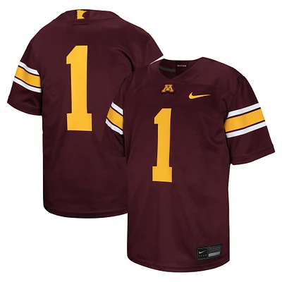 Maillot de football pour jeunes Nike #1 Bordeaux Minnesota Golden Gophers Untouchable