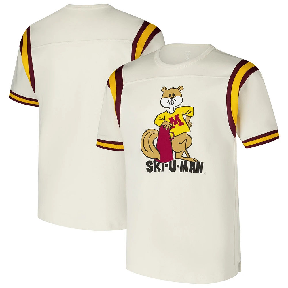 Youth Wes & Willy Cream Minnesota Golden Gophers Colorblock Yoke Vault T-Shirt