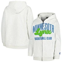 Sweat à capuche entièrement zippé délavé Minnesota Lynx The Wild Collective pour femmes, gris chiné