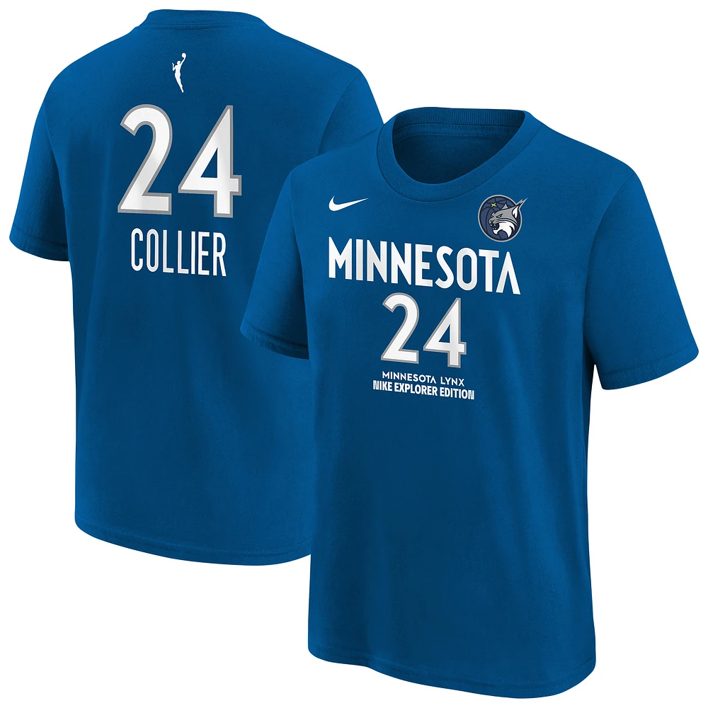 Youth Nike Napheesa Collier Blue Minnesota Lynx Explorer Edition Name & Number T-Shirt