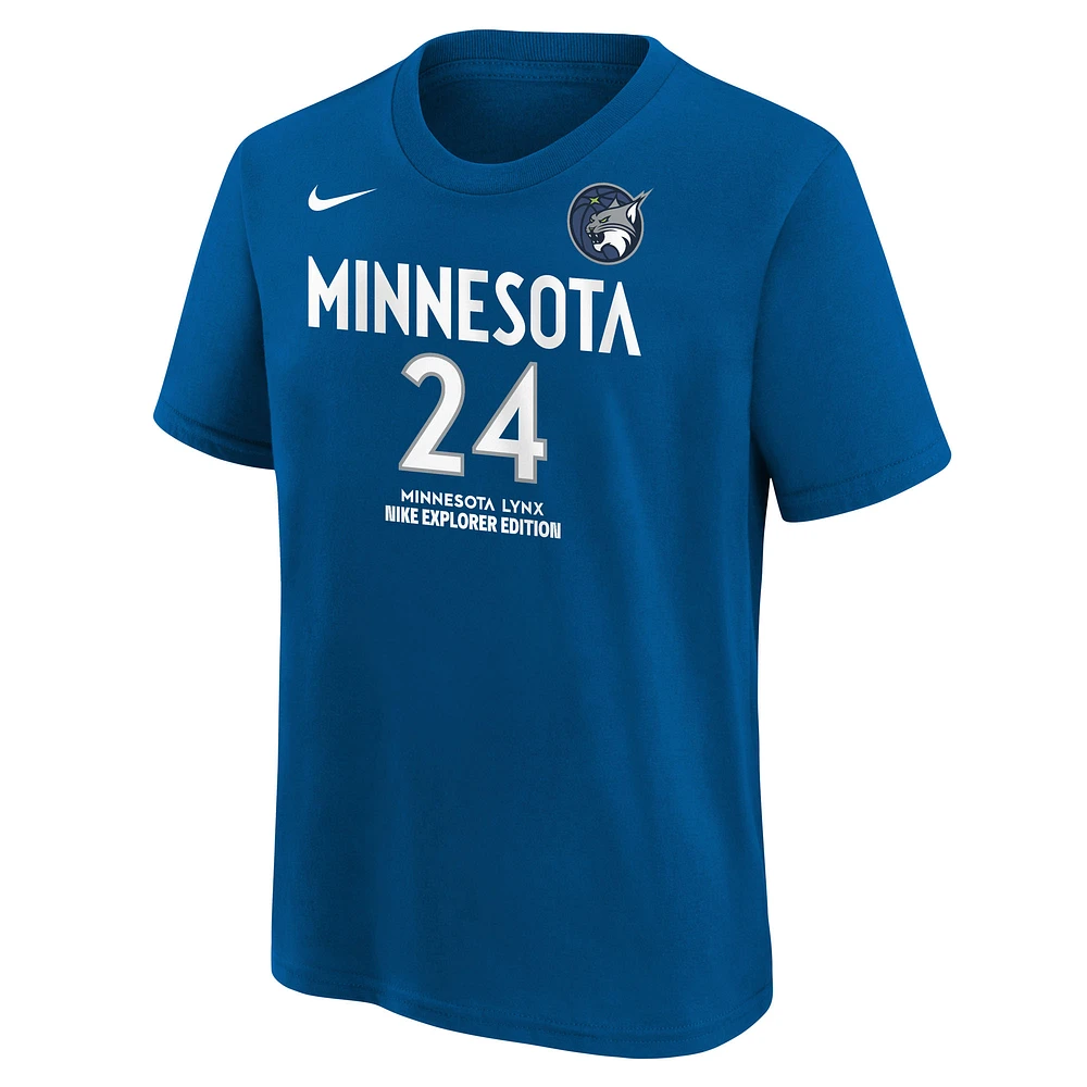 Youth Nike Napheesa Collier Blue Minnesota Lynx Explorer Edition Name & Number T-Shirt