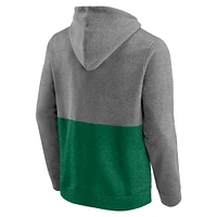 Men's Fanatics Heathered Gray/Kelly Green Minnesota North Stars Block Party Classic Arch Signature Pullover Hoodie