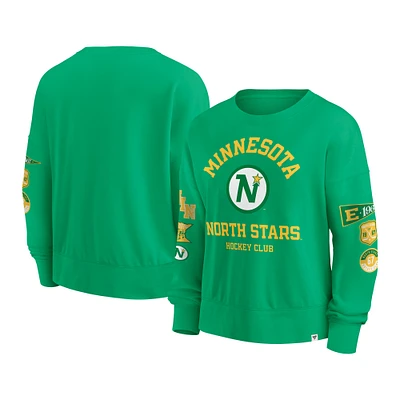 Women's Fanatics  Kelly Green Minnesota North Stars Oversized Vintage Go Team Pullover Sweatshirt